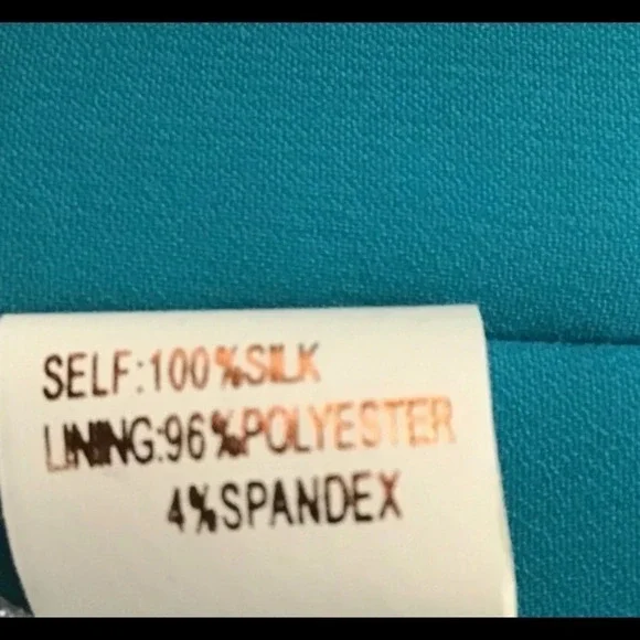 Marchesa Teal Strapless pleated and draped silk Dress with Gold beaded accent. - Picture 8 of 13